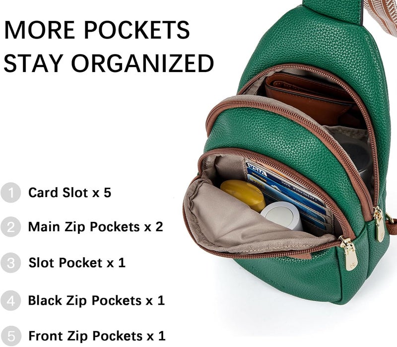 Bostanten Small Sling Bag for Women Leather Crossbody Bags Fanny Pack Chest Bag for Travel - Image 3